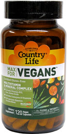 Max for Vegans Multivitamin and Mineral Complex by Country Life